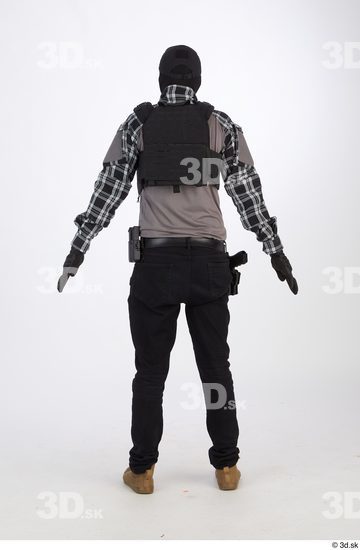 Whole Body Man T poses White Army Athletic Bearded Studio photo references