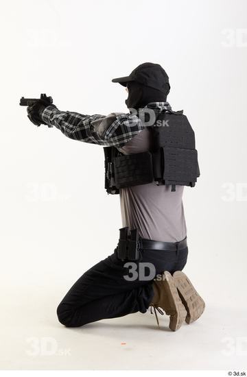 Whole Body Weapons-Pistol Man Pose with pistol White Army Athletic Studio photo references