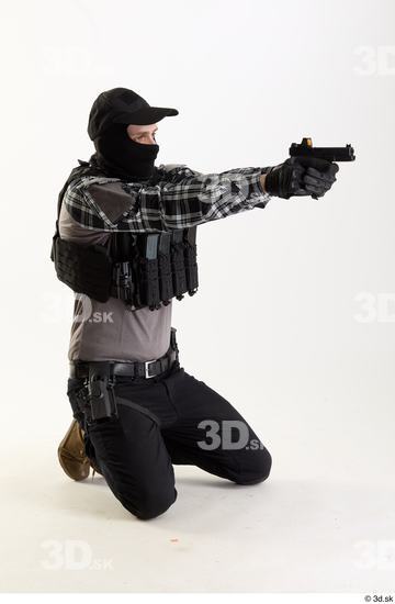 Whole Body Weapons-Pistol Man Pose with pistol White Army Athletic Studio photo references