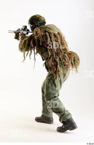 Whole Body Weapons-Rifle Man Pose with machine rifle White Army Athletic Bearded Studio photo references