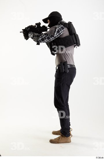 Whole Body Weapons-Rifle Man Pose with machine rifle White Army Athletic Bearded Studio photo references