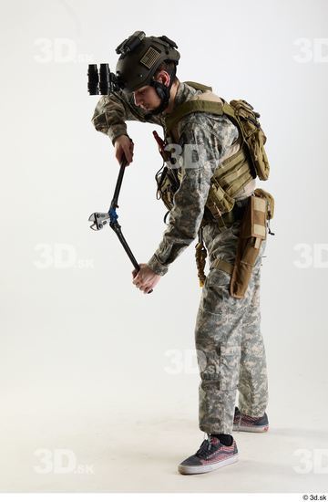 Whole Body Weapons-Knife/Sword Man Pose with knife White Army Athletic Bearded Studio photo references