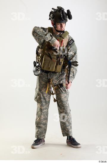 Whole Body Weapons-Knife/Sword Man Pose with knife White Army Athletic Bearded Studio photo references