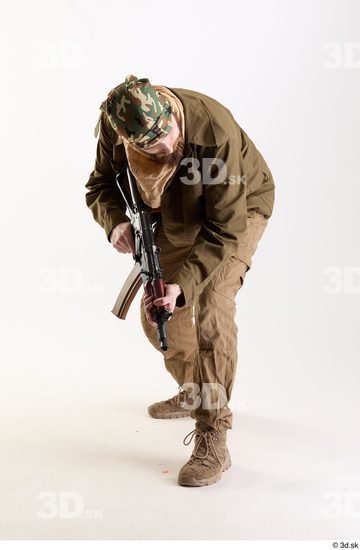 Whole Body Weapons-Rifle Man Pose with machine rifle White Army Athletic Bearded Studio photo references