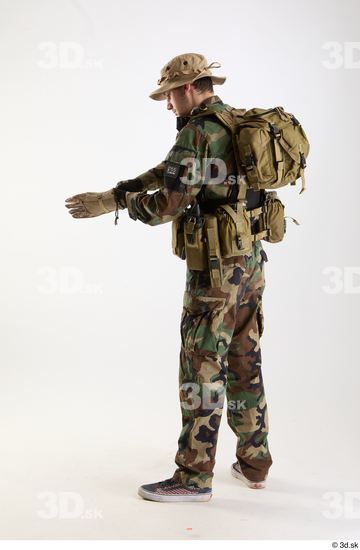 Whole Body Weapons-Knife/Sword Man Pose with knife White Army Athletic Bearded Studio photo references