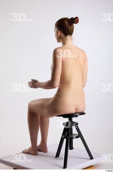 Whole Body Woman White Nude Slim Sitting Studio photo references