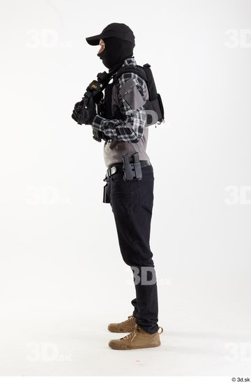 Whole Body Weapons-Rifle Man Pose with machine rifle White Army Athletic Studio photo references