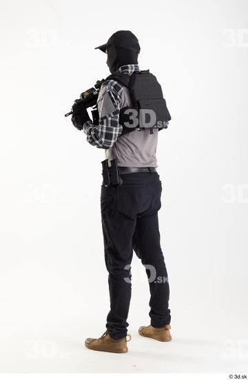 Whole Body Weapons-Rifle Man Pose with machine rifle White Army Athletic Studio photo references