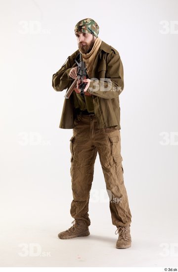 Whole Body Weapons-Rifle Man Pose with machine rifle White Army Athletic Bearded Studio photo references