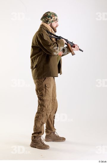 Whole Body Weapons-Rifle Man Pose with machine rifle White Army Athletic Bearded Studio photo references