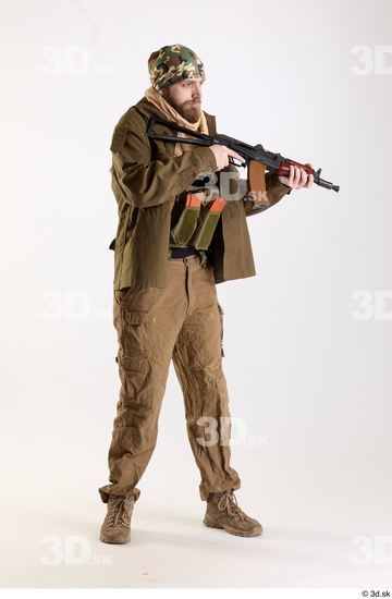 Whole Body Weapons-Rifle Man Pose with machine rifle White Army Athletic Bearded Studio photo references