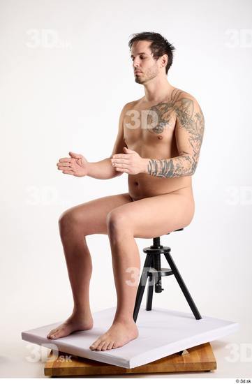 Whole Body Man White Nude Average Sitting Studio photo references