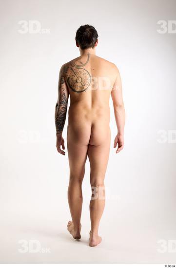 Whole Body Back Man White Nude Average Walking Studio photo references