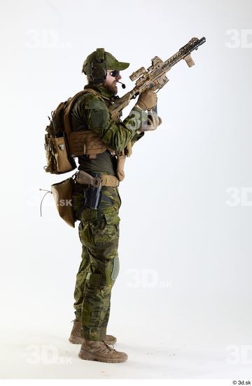 Whole Body Weapons-Rifle Man Pose with machine rifle White Army Athletic Bearded Studio photo references