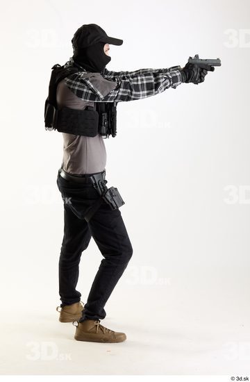 Whole Body Weapons-Pistol Man Pose with pistol White Army Athletic Studio photo references