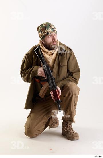 Whole Body Weapons-Rifle Man Pose with machine rifle White Army Athletic Bearded Studio photo references