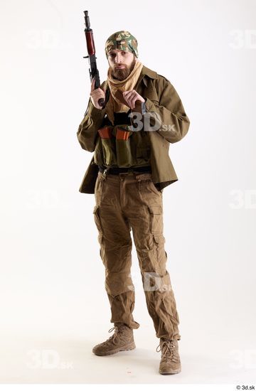 Whole Body Weapons-Rifle Man Pose with machine rifle White Army Athletic Bearded Studio photo references