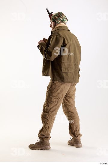 Whole Body Weapons-Rifle Man Pose with machine rifle White Army Athletic Bearded Studio photo references