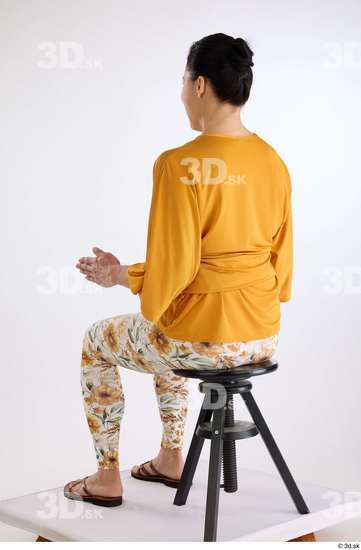 Whole Body Woman White Casual Blouse Athletic Sitting Leggings Studio photo references