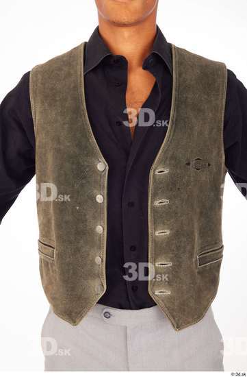 Upper Body Man Black Casual Shirt Vest Athletic Studio photo references