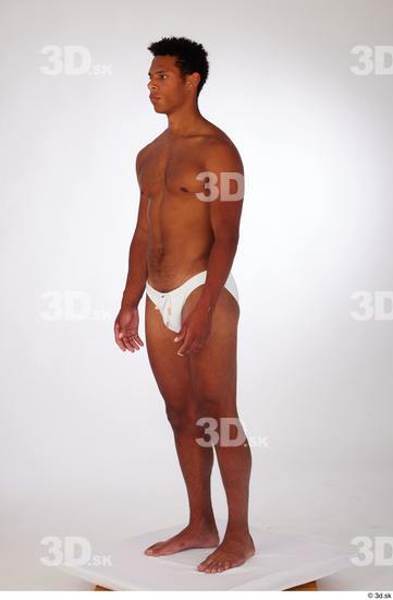 Whole Body Man Black Swimsuit Athletic Standing Studio photo references