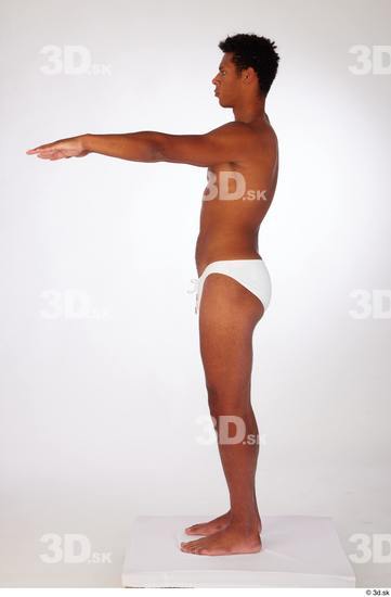 Whole Body Man Black Swimsuit Athletic Standing Studio photo references