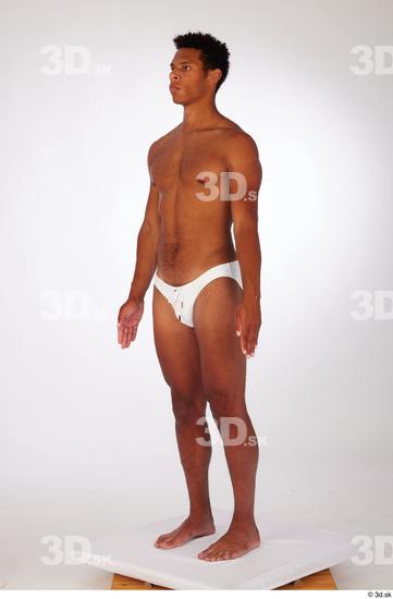 Whole Body Man Black Swimsuit Athletic Standing Studio photo references