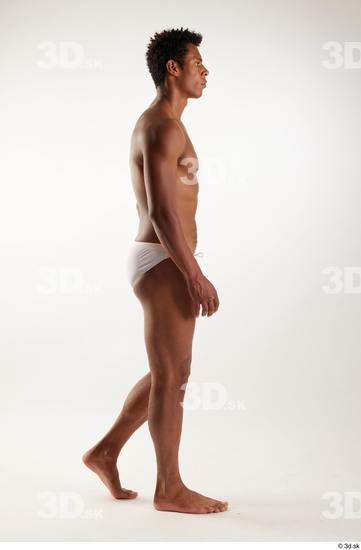 Whole Body Man Black Swimsuit Athletic Walking Studio photo references