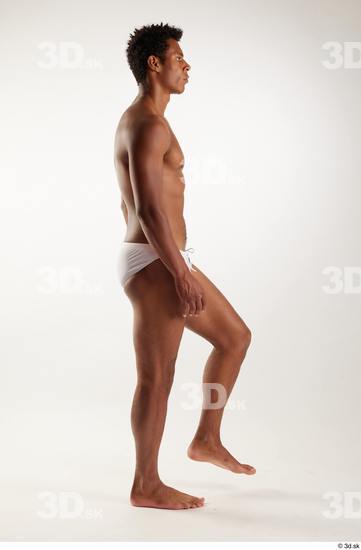 Whole Body Man Black Swimsuit Athletic Walking Studio photo references