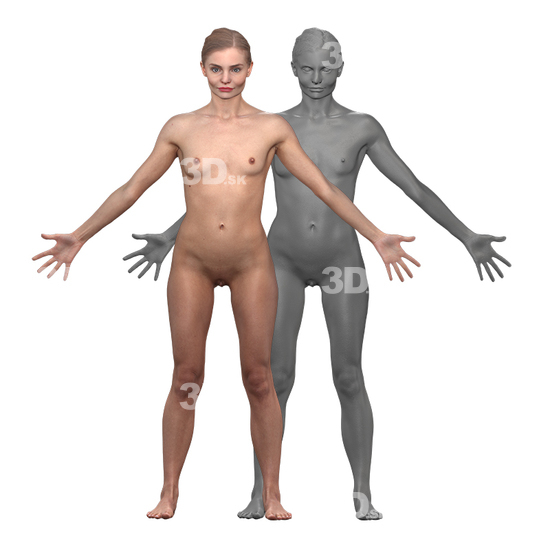 Whole Body Woman White Nude 3D Clean A-Pose Bodies