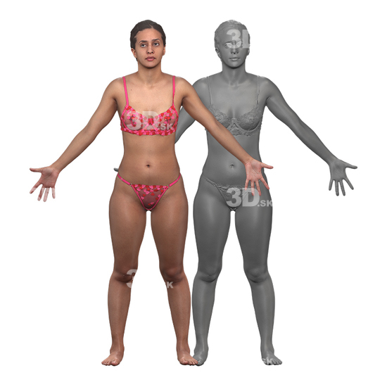 Whole Body Woman Hispanic 3D Clean A-Pose Bodies