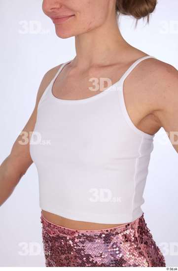 Upper Body Woman Casual Slim Top Studio photo references