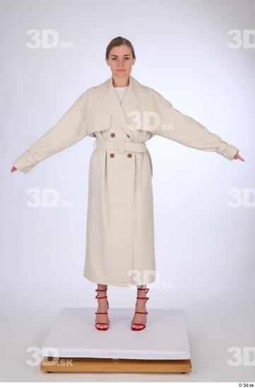 Whole Body Woman Casual Coat Slim Standing Studio photo references