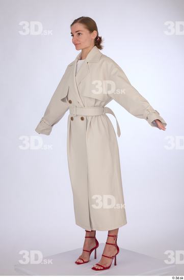 Whole Body Woman Casual Coat Slim Standing Studio photo references