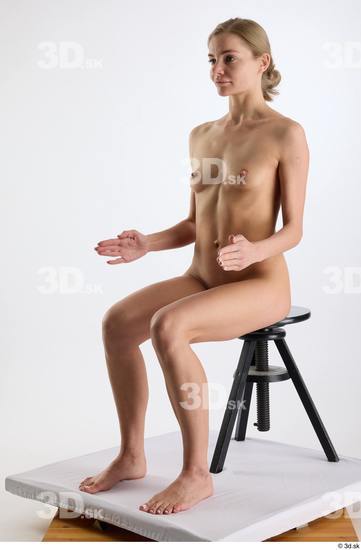 Whole Body Woman White Nude Slim Sitting Studio photo references