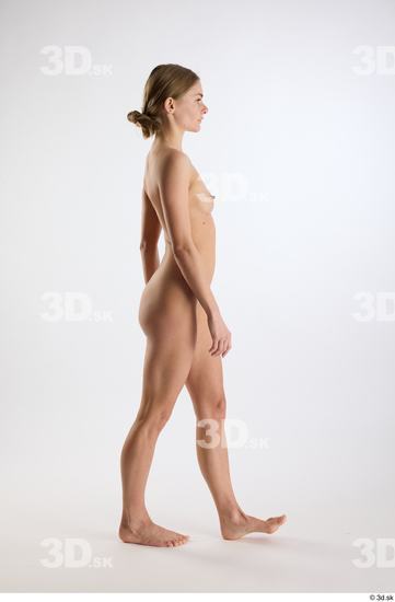 Whole Body Woman White Nude Slim Walking Studio photo references