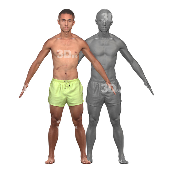 Whole Body Man Asian Underwear 3D Clean A-Pose Bodies