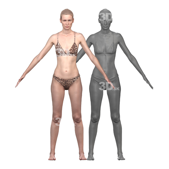 Whole Body Woman White 3D Clean A-Pose Bodies