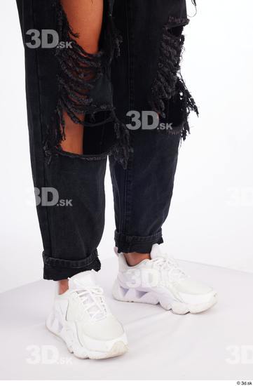 Calf Woman White Casual Jeans Slim Studio photo references