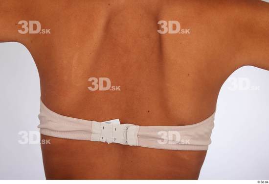 Back Woman White Underwear Bra Slim Studio photo references