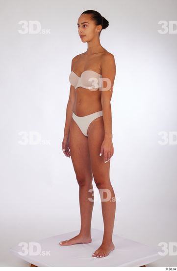 Whole Body Woman White Underwear Slim Standing Studio photo references