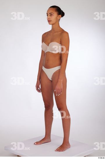 Whole Body Woman White Underwear Slim Standing Studio photo references