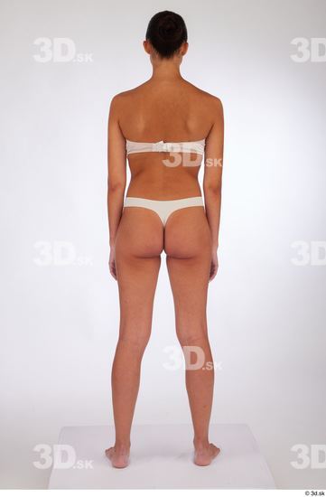 Whole Body Woman White Underwear Slim Standing Studio photo references