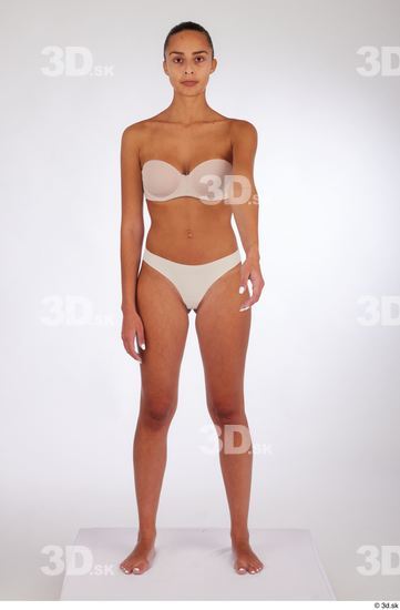 Whole Body Woman White Underwear Slim Standing Studio photo references