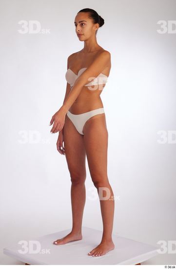 Whole Body Woman White Underwear Slim Standing Studio photo references