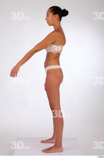 Whole Body Woman White Underwear Slim Standing Studio photo references