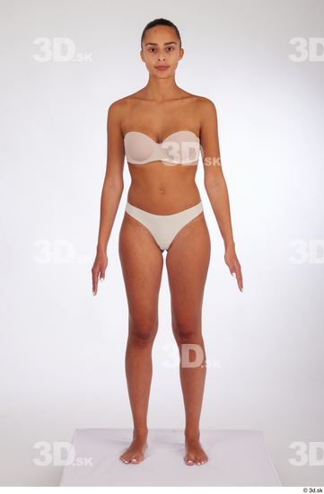 Whole Body Woman White Underwear Slim Standing Studio photo references