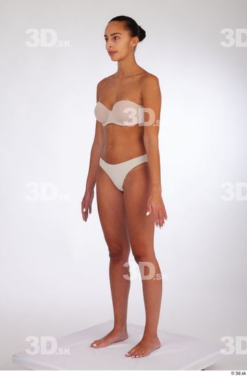 Whole Body Woman White Underwear Slim Standing Studio photo references