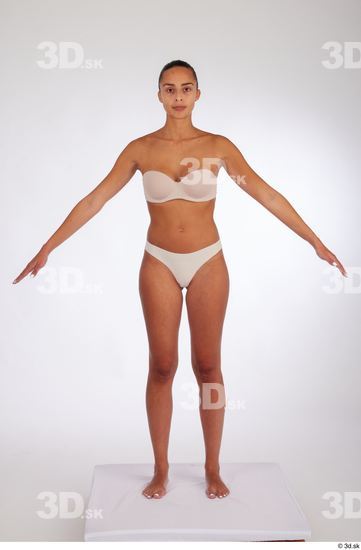 Whole Body Woman White Underwear Slim Standing Studio photo references