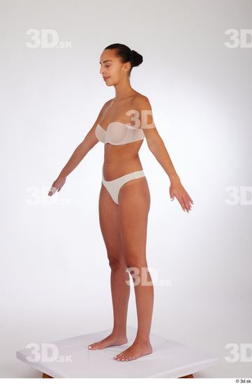 Whole Body Woman White Underwear Slim Standing Studio photo references